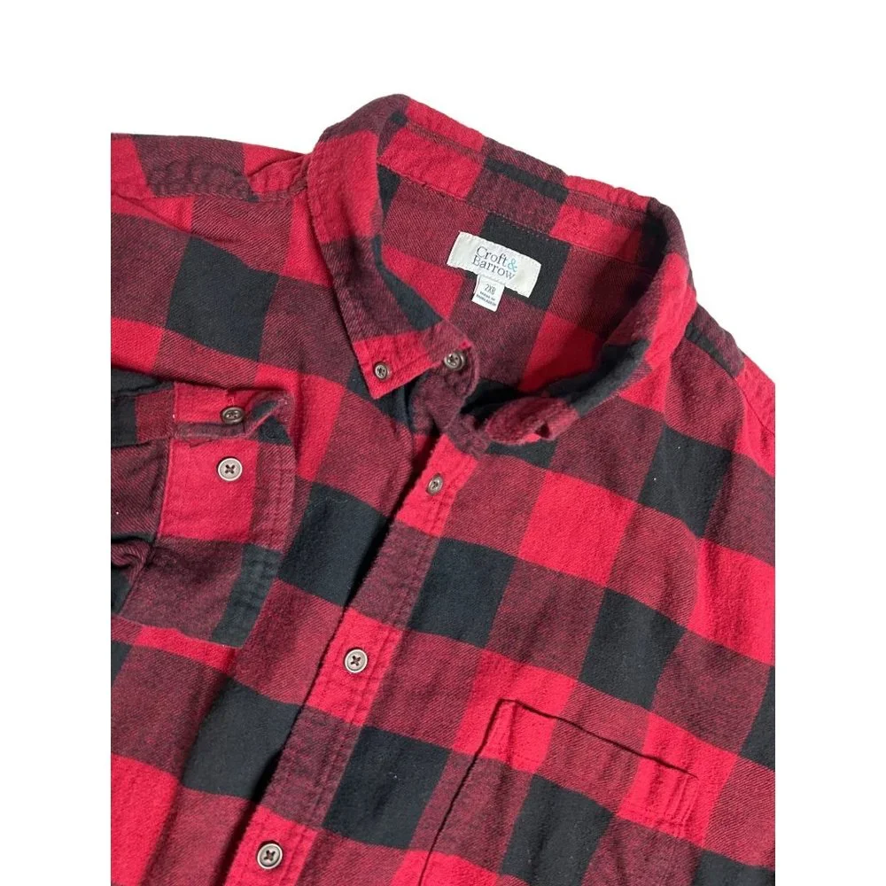 Croft And Barrow Mens Oversize 2XB Buffalo Plaid Flannel Button‎ Down Shirt